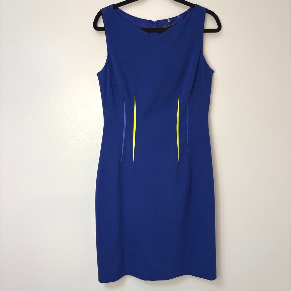 Elie Tahari Royal Blue Sleeveless Sheath Dress Fitted Cocktail Party Career